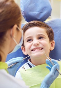 Boy smiling at pediatric dentist near Sandy Springs